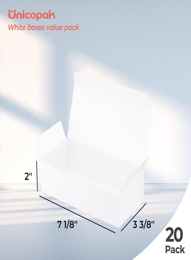 UnicoPak 20 Pack 1 Lb. Candy Boxes, Food Grade White Small Gift Boxes for Fudge Candy Chocolate Treat Goodie, Ideal for Birthday Christmas Party Homemade Business, 7 1/8" x 3 3/8" x 2" - Image 2